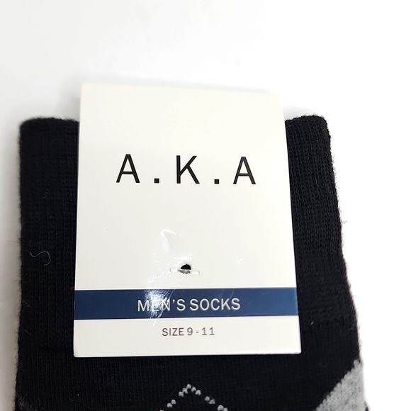 MENS ARGYLE BLACK AND GREY SOCKS, SIZE 9-11 - Picture 4 of 6